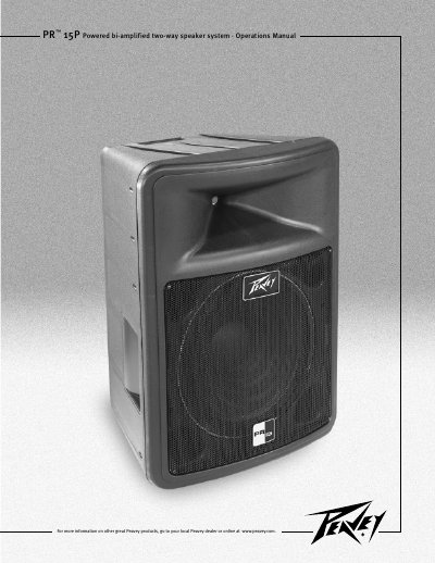 Peavey PR 15P Powered Bi-Amplified Two-Way Speaker System Operations Manual - cover page