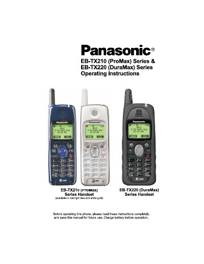 Panasonic EB-TX210/EB-TX220 Series Operating Instructions - cover page