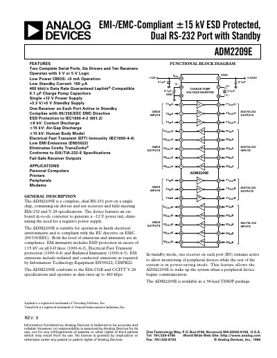 Analog Devices ADM2209E Datasheet
