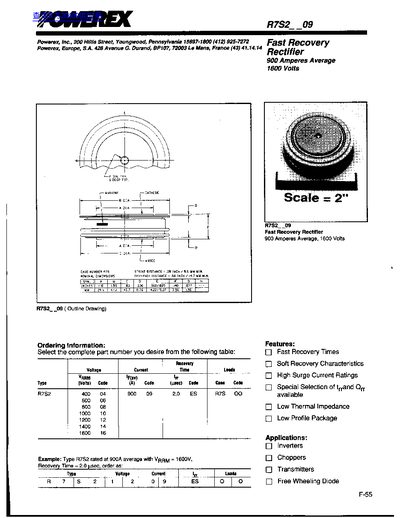 Powerex R7S2-09 Fast Recovery Rectifier Datasheet - cover page