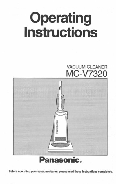 Panasonic MC-V7320 Vacuum Cleaner Operating Instructions - cover page