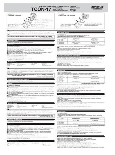 Olympus TCON-17 Tele Conversion Lens User Manual - cover page