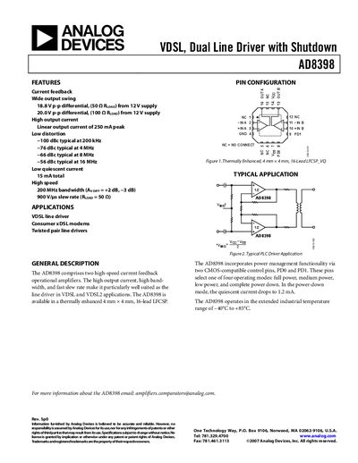 ANALOG DEVICES AD8398 English products handbook Rev Sp0