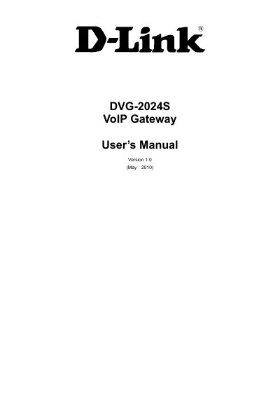 D-Link DVG-2024S VoIP Gateway User Manual - cover page