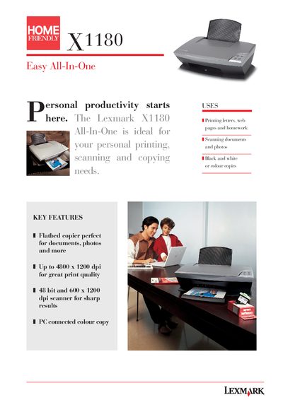 Lexmark X1180 All-In-One User Manual - cover page