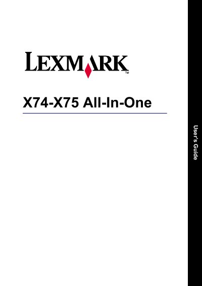 Lexmark X74-X75 All-In-One User Manual - cover page