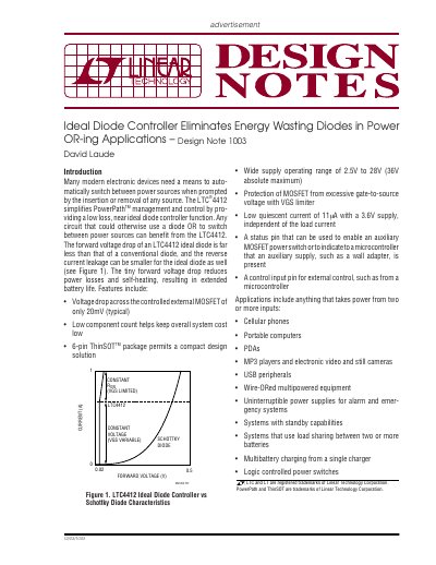 LTC4412 Ideal Diode Controller Design Note 1003
