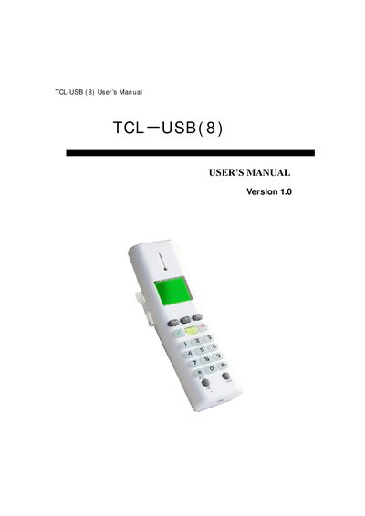 TCL-USB (8) User Manual - cover page