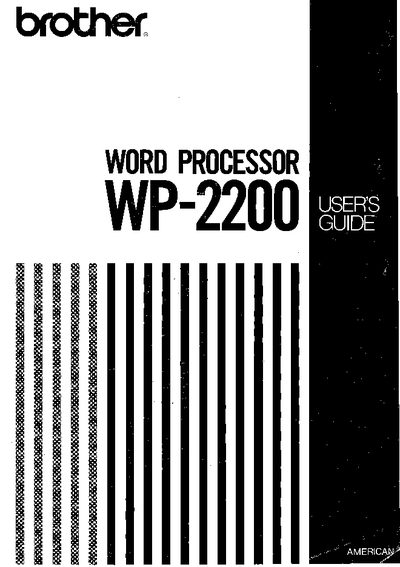 Brother WP-2200 Word Processor User Manual - cover page