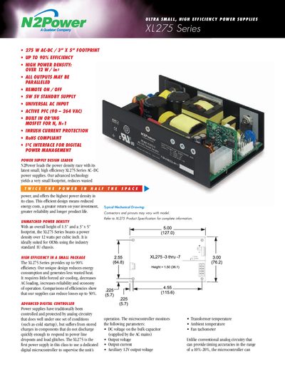 N2Power XL275 Series Power Supply Product Leaflet - cover page
