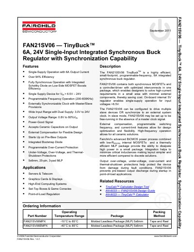 Fairchild FAN21SV06 TinyBuck Datasheet - cover page