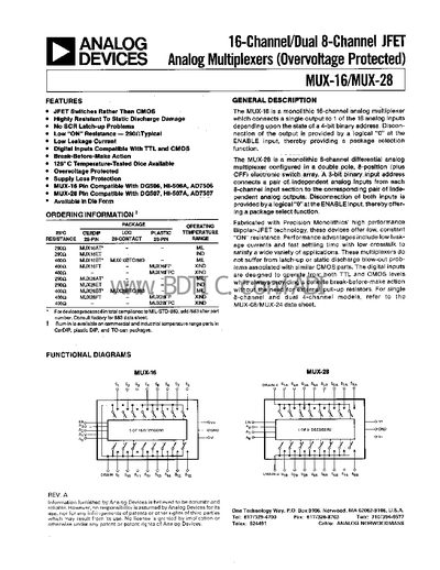 Analog Devices MUX-16/MUX-28 Multiplexer Handbook - cover page