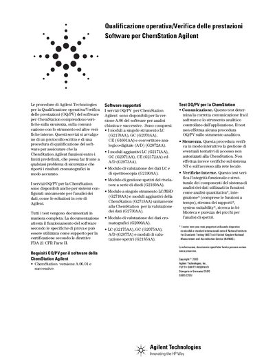 Agilent ChemStation OQ/PV Software Qualification Guide - cover page