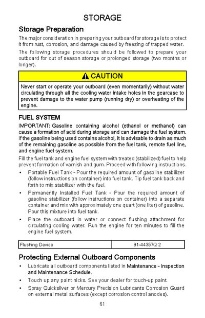 Mercury 4-6HP FourStroke Outboard Storage Guide - cover page