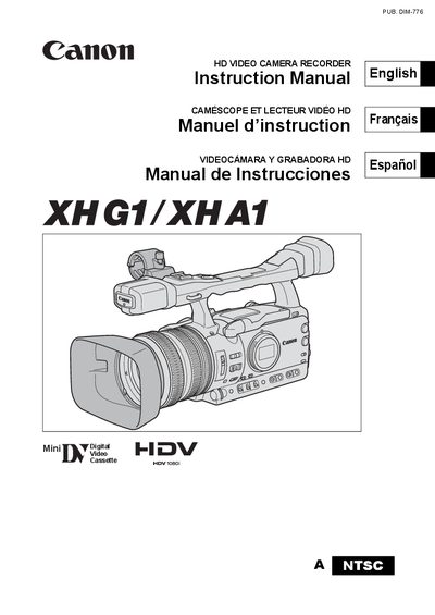 Canon XH G1 / XH A1 Camcorder Instruction Manual - cover page