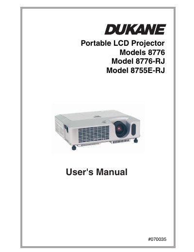 Dukane 8776/8776-RJ/8755E-RJ Portable LCD Projector User's Manual