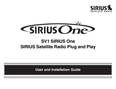 SIRIUS SV1 Satellite Radio Plug and Play Receiver User and Installation Guide - cover page