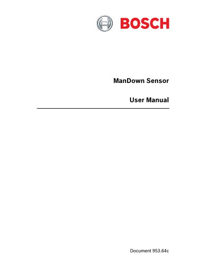 Bosch ManDown Sensor 953.64c User Manual - cover page