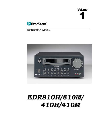 EverFocus EDR 810H/EDR810M & EDR 410H/EDR410M User Manual - cover page