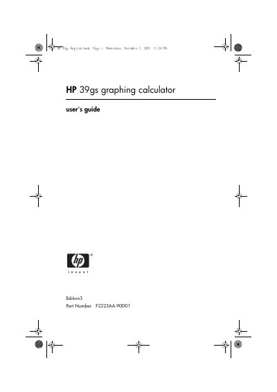 HP 39gs Graphing Calculator User Guide