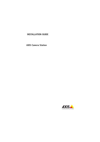 Axis Camera Station 3.50 Installation Guide - cover page