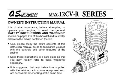 O.S. MAX-12CV-R Series Engine User Manual