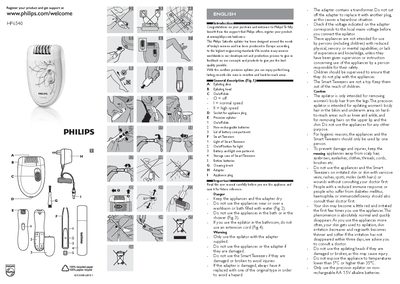 Philips HP6540 Epilator User Manual - cover page