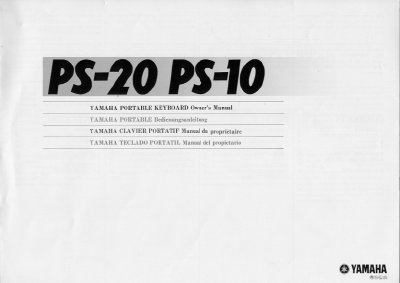 Yamaha PS-20/PS-10 Portable Keyboard Owner's Manual - cover page