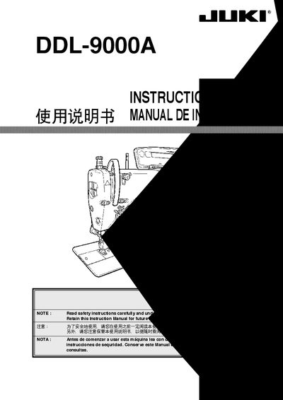 JUKI DDL-9000A Sewing Machine Instruction Manual - cover page