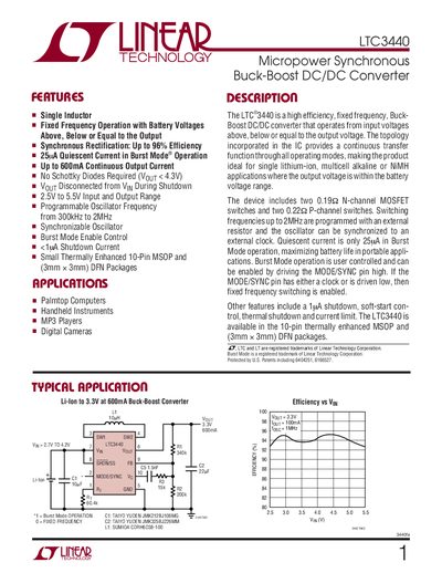 Linear Technology LTC3440 Datasheet - cover page