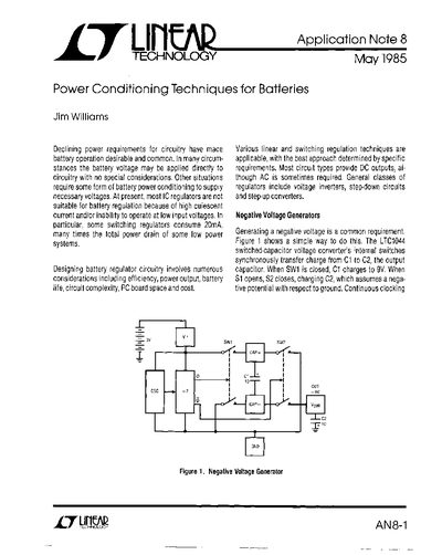 Linear Technology AN8 Power Conditioning Techniques for Batteries Application Note