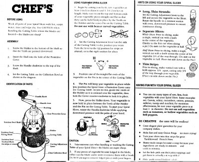 Chef's Spiral Slicer User Manual - cover page