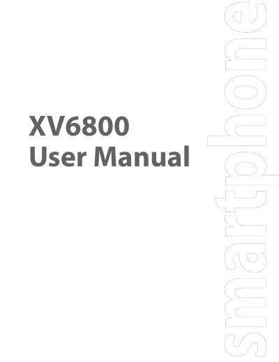 HTC XV6800 User Manual - cover page