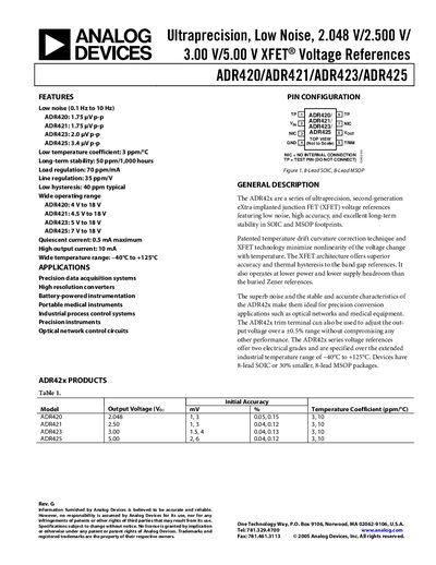 Analog Devices ADR420/ADR421/ADR423/ADR425 Voltage Reference Handbook - cover page