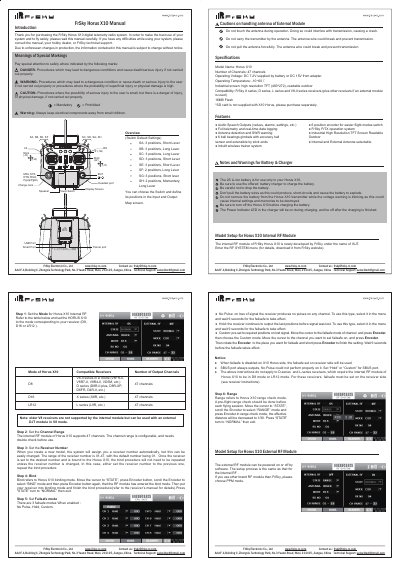 FrSky Horus X10 Digital Telemetry Radio System User Manual - cover page