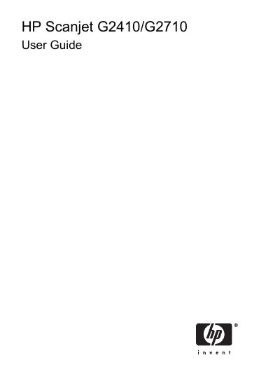 HP Scanjet G2410/G2710 User Guide - cover page