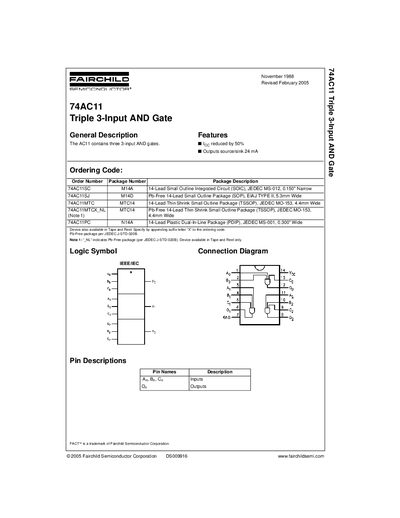 Fairchild 74AC11 Datasheet - cover page