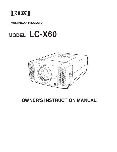 EIKI LC-X60 Multimedia Projector Owner's Instruction Manual - cover page