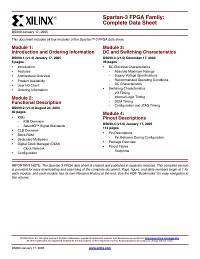 XILINX Spartan-3 FPGA Family: Complete Data Sheet1 - cover page
