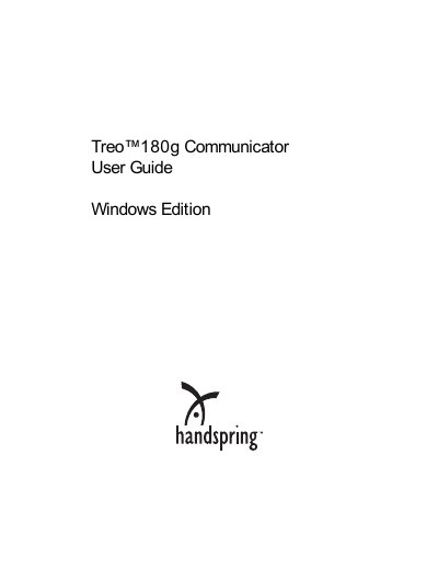 Handspring Treo 180g Communicator User Guide - cover page
