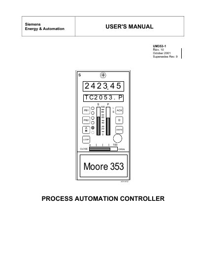 Siemens UM353-1 Process Automation Controller User Manual - cover page