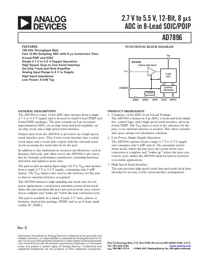Analog Devices AD7896 Datasheet - cover page