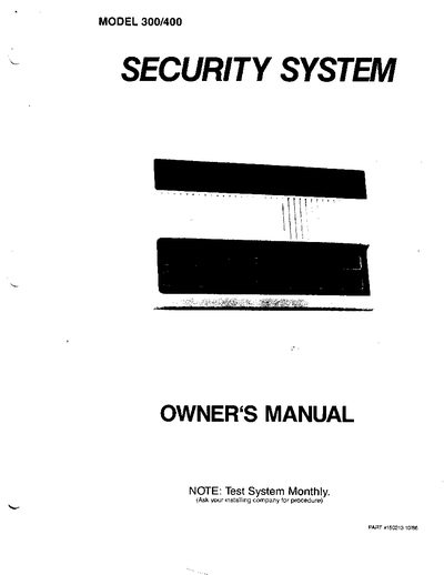 Security System 300/400 Owner's Manual - cover page