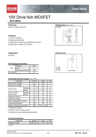 ROHM RCX120N25 Datasheet - cover page