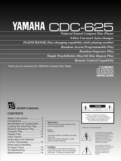 YAMAHA CDC-625 Manual - cover page