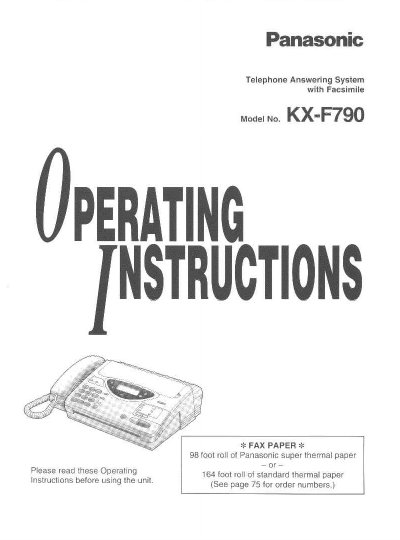 Panasonic KX-FP790 Manual - cover page