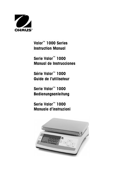 OHAUS Valor 1000 Series Scale Instruction Manual