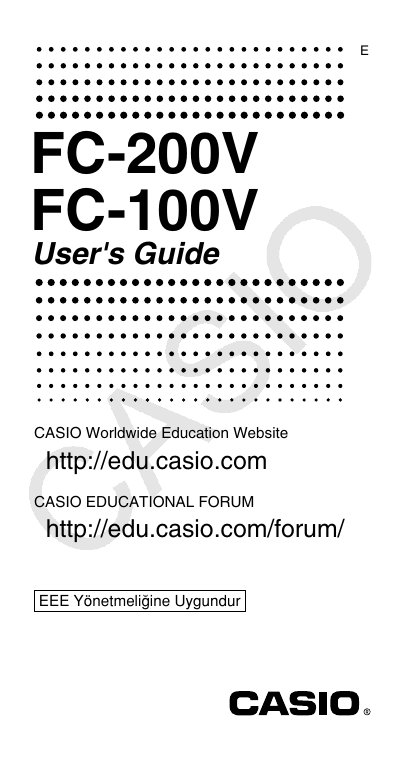 Casio FC-200V/FC-100V Financial Calculator User's Guide - cover page