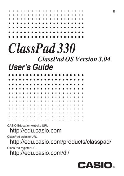 Casio ClassPad 330 User's Guide