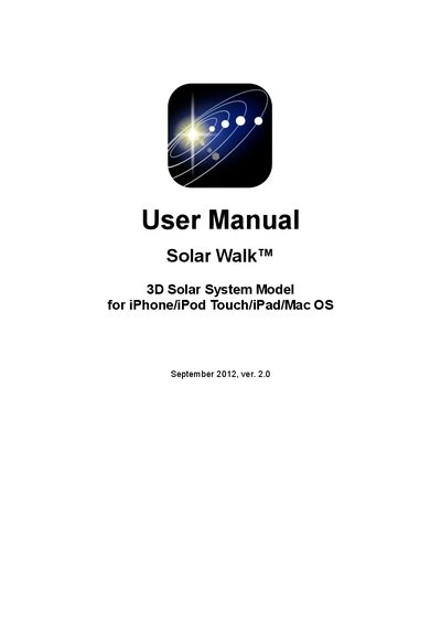 Solar Walk 3D Solar System Model User Manual - cover page